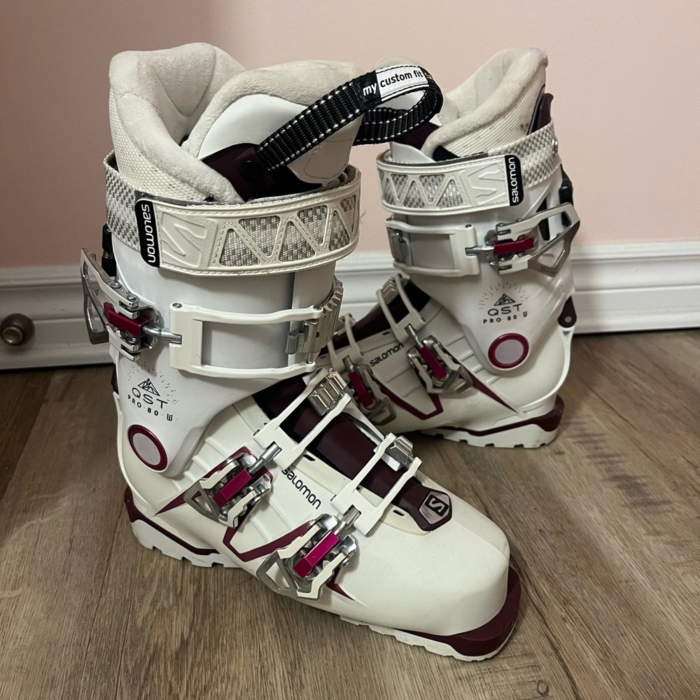 Salomon QST Pro 80 Ski Boots - White and Pink